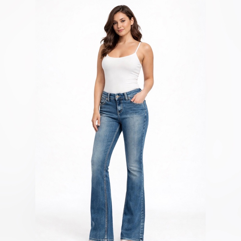 “Silver” faded flare jeans